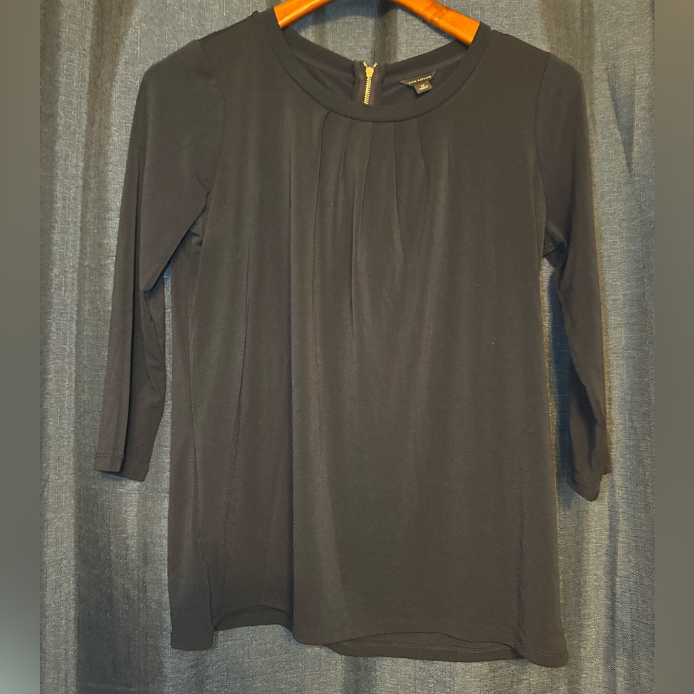 Ann Taylor Classic Navy Blue Long Sleeve Top